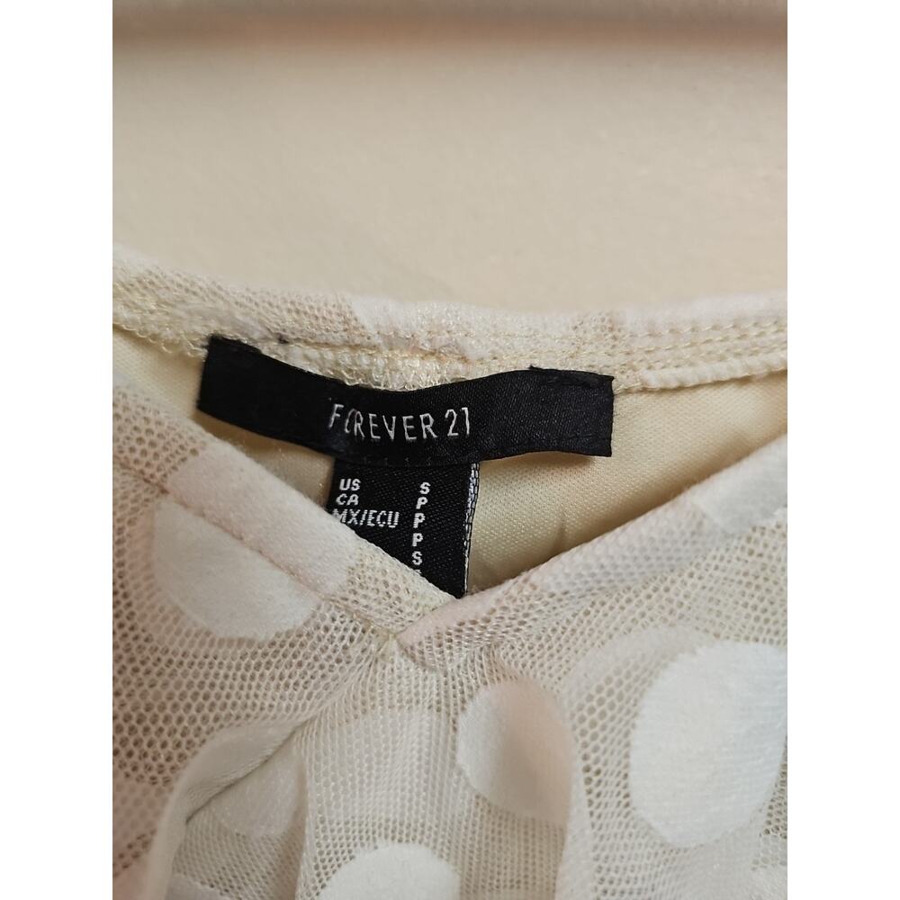 Forever 21 Beige Dress With White Polka Dot Overlay Size S - Picture 5 of 7
